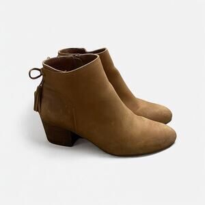 Crown Vintage Tan Genuine Leather Western Bow Heeled Ankle Boots